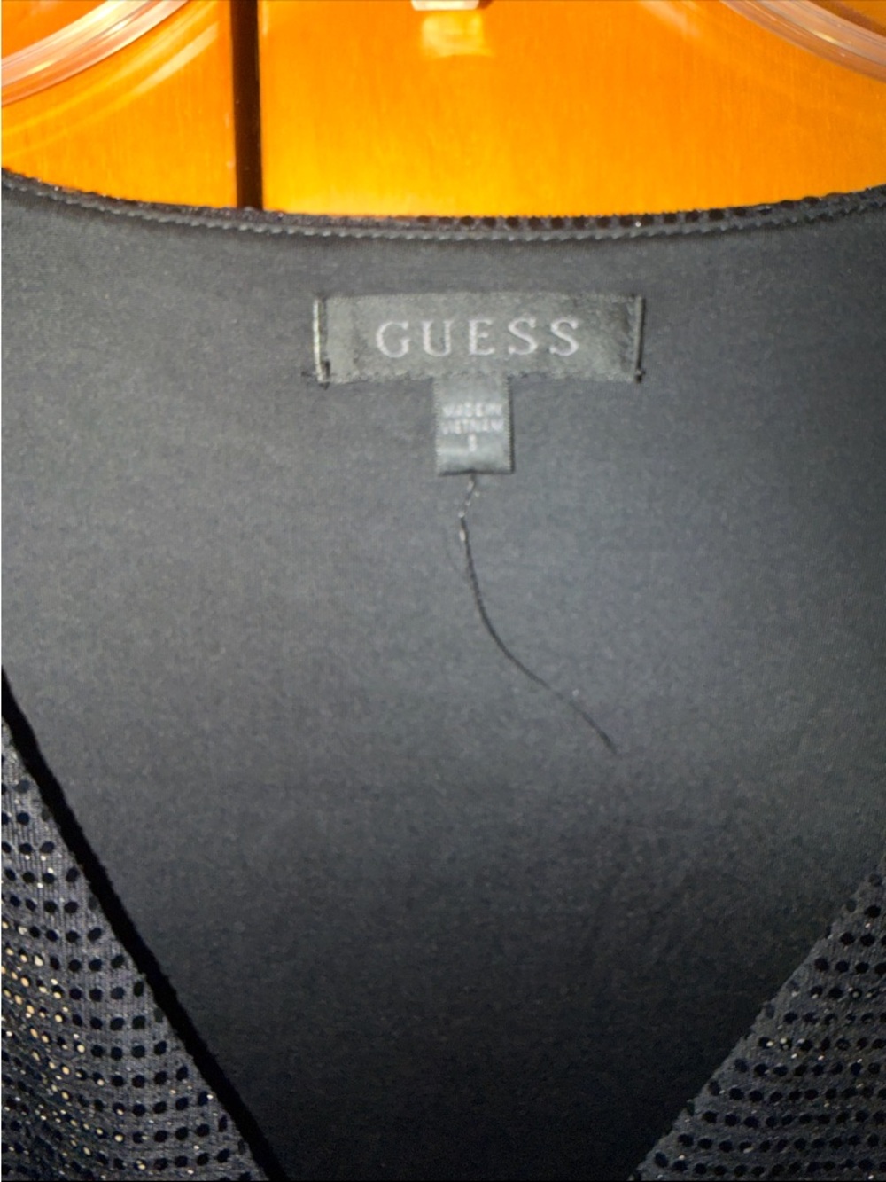 GUESS Black Sequin Wrap-Front Long Sleeve Bodysuit - Picture 3 of 3